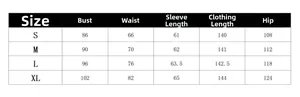 Detailed size chart for elegant lace-stitch long sleeve V-neck wide-leg jumpsuit