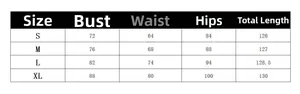 Size chart for women's elegant halter neck jumpsuit showing bust, waist, and hip measures