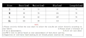 Size chart showing bust, waist, hip, and length measurements for backless bodycon dress