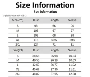 Comprehensive size chart for women's V-neck T-shirt showing S to 2XL measurements
