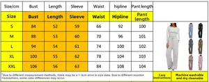 Tableau des tailles détaillé pour ensemble haut manches longues et pantalon large