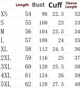 Size guide table for women short sleeve T-shirt with chest and length measurements from XS to 5XL