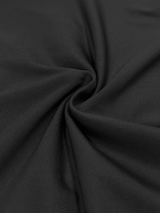 Macro shot of black ribbed knit fabric showing soft texture and elastic sports material