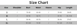Size chart for women print loungewear set showing bust, waist, hip, and length metrics