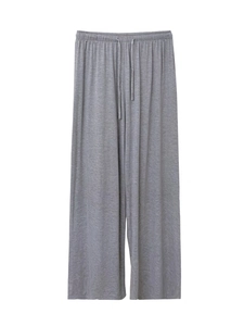 Pantalon large gris foncé pour femme avec cordon de serrage et taille élastique souple