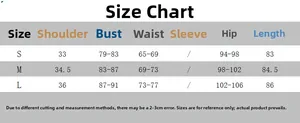 Detailed size guide table for women's slim fit dress with bust and waist measurements