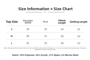 Detailed size guide and fabric composition for pink long sleeve slim fit knitted top