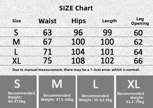 Tabella delle taglie dettagliata per pantaloni yoga in modal da donna S-XL