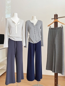 Pantaloni sportivi grigi a vita alta gamba dritta da donna per il tempo libero