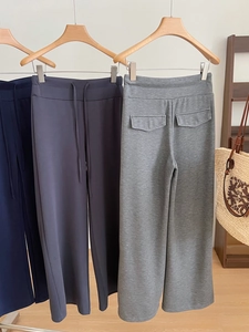 Pantaloni sportivi da donna a vita alta con gamba dritta in blu, antracite e grigio