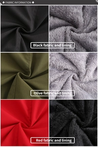 Gros plan sur les tissus de parka d'hiver avec doublure polaire chaude en couleurs