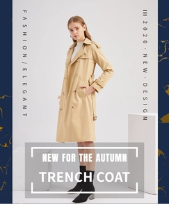 Trench-coat long classique kaki avec boutons à double boutonnage et ceinture pour femme