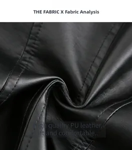 Detailed macro view showing high-quality navy PU leather texture and premium stitching