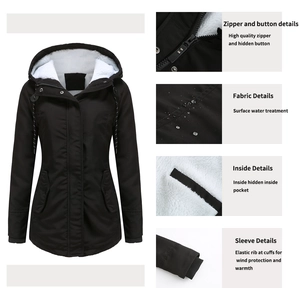 Détails de la parka à capuche montrant le tissu imperméable et la doublure polaire