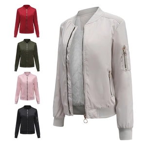 Women's slim fit bomber jacket with quilted lining and ribbed cuffs in five colors