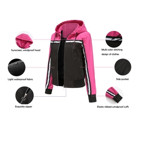 Details der Damen-Kapuzenjacke mit Sonnenschutz und winddichtem Funktionsmaterial