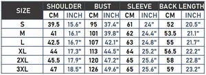 Detailed size chart for women's slim leather jacket showing dimensions from S up to 3XL