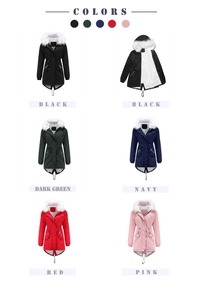 Options de couleurs pour parka d'hiver femme avec capuche en fausse fourrure et cordon