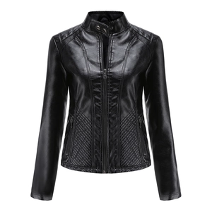 Detail of diamond quilted texture on black leather motorcycle jacket with zipper pockets