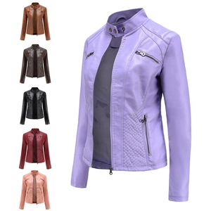 Giacca Moto in Pelle PU Casual da Donna Slim Fit Collo a Listino Trapuntata Capispalla Biker Con Tasche a Cerniera Cappotto