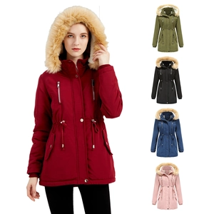 Parka Invernale da Donna con Cappuccio e Collo in Pelliccia Sintetica Rimovibile Cappotto Imbottito Sherpa Coulisse in Vita
