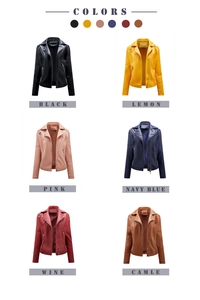 Farbvarianten der Damen Slim Fit Kunstleder Bikerjacke mit schrägem Reißverschluss