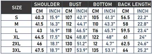 Detailed size chart for women faux leather puffer vest in CM and INCH units for S to 3XL