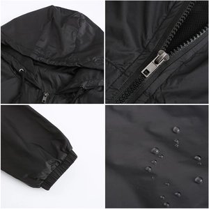Détails de veste imperméable avec capuche à doublure en maille et poignets élastiques