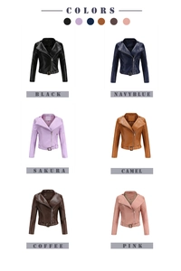 Kurze Bikerjacke aus Kunstleder in sechs verschiedenen Farben mit Reißverschlussdetails