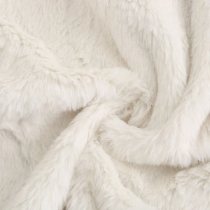 Gros plan détaillé de la doublure en fausse fourrure crème pour veste en cuir d'hiver