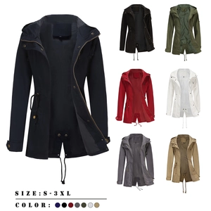 Women's cotton hooded parka coat with drawstring waist available in 7 colors and sizes S-3XL