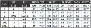 Detailed size chart for women's waterproof hooded trench coat from S to 3XL with measurements