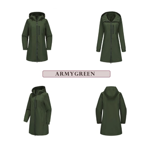 Armeegrüner Kapuzen-Windbreaker mit vertikaler Reißverschlusstasche und Klettbündchen