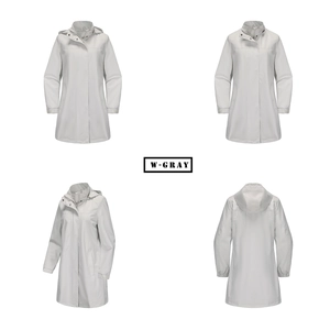 Vue détaillée de la veste à capuche gris clair imperméable avec poignets réglables