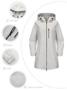 Wasserfeste Damen Windjacke mit Kapuze, verstellbaren Bündchen und Reißverschluss-Detail