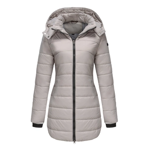 Detail view of water-resistant winter parka with quilted texture and windproof cuffs