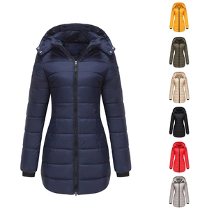 Women's Casual Quilted Padded Jacket With Detachable Hood Waterproof Winter Warm Overcoat Long Sleeve Pockets Parka Outwear
