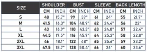 Tableau des tailles détaillé pour veste en cuir brodée femme avec mesures CM et pouces
