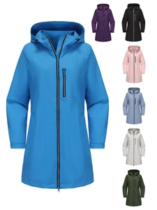 Damen Kapuzenwindjacke wasserdicht mit mehreren Farboptionen und Reißverschlussdetails
