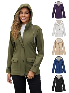 Women's Hooded Windbreaker Fleece Lined Water Repellent Jacket Mid Long Long Sleeve Zipper Outdoor Coat For Women Warm Casual Outerwear