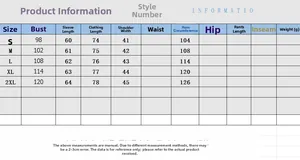 Detailed size chart for women casual blazer showing measurements from S to 2XL sizes