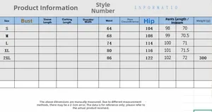 Detailed sizing chart for women's casual holiday pants showing waist and hip measurements