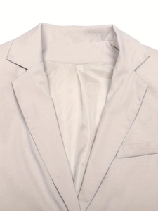 Women's casual business suit vest in beige with notch lapel and smooth texture
