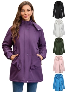 Women Outdoor Hooded Parka Waterproof Windproof Winter Mountain Jacket Warm Quilted Cotton Coat With Pockets Casual Outerwear