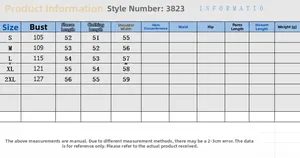 Detailed size chart for floral denim jacket including bust, sleeve and length in cm