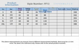 Detailed size chart for women's jacquard jacket showing measurements from size S to 2XL