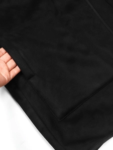 Women's casual loose lamb wool jacket in black featuring functional side pockets