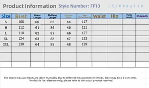 Size chart table for long sleeve woolen coat showing chest, sleeve, and length dimensions