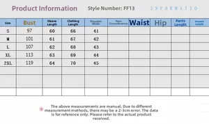 Size chart table for loose casual blazer showing chest, sleeve, and shoulder measurements