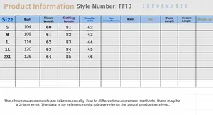 Tableau des tailles détaillé pour veste rayée femme avec mesures du S au 2XL